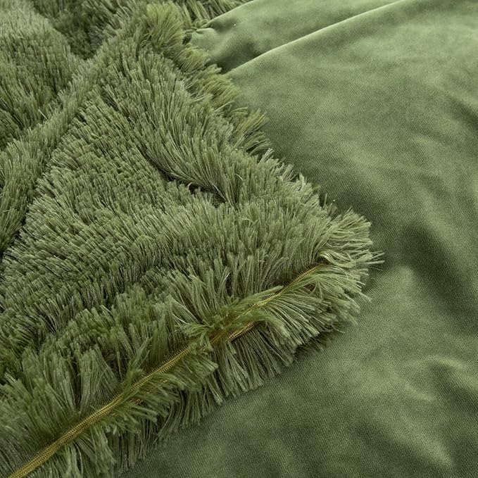 YUSOKI Olive Green Faux Fur Throw Blanket,2 Layers,50" x 60" Cozy Plush Fluffy Blanket Furry Fuzzy Warm Cute Shaggy Blanket for Fall Bed Living Room Décor Baby Women Pet