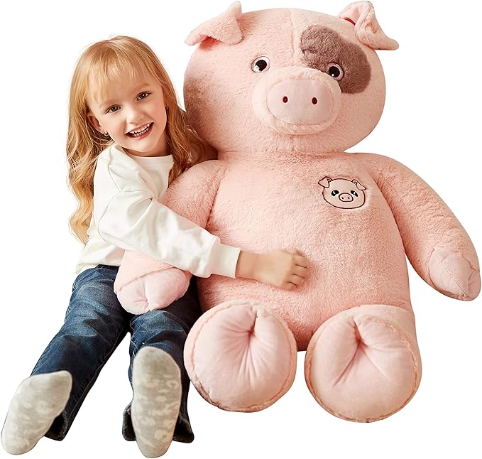 IKASA Stuffed Toy Jumbo Pig, 30'' Plush Animal, Premium Quality Soft Toy for Kids, Gift for Birthday or Holiday