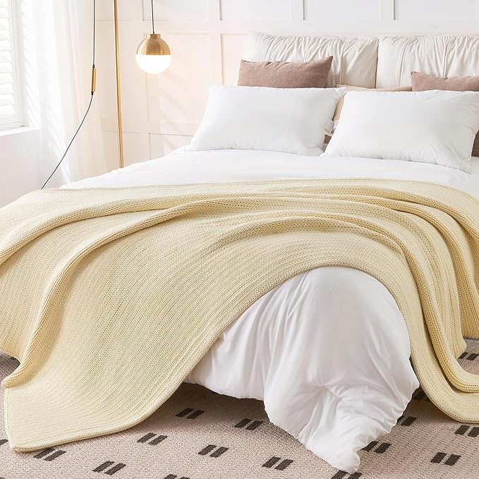 L'AGRATY Knitted Weighted Blanket - 48"x72" 15lbs Cooling Chunky Knit Heavy Blanket for Adults Braided Crochet Throw Thick Cable Yarn Knit Decorative No Beads Evenly Weighted Machine Washable