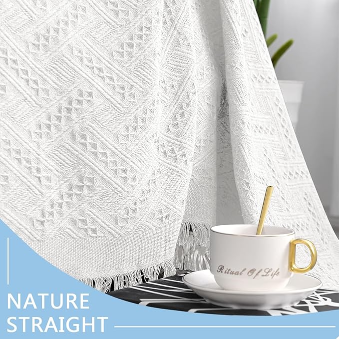 MEETSKY White Couch Cover Sofa Slipcover for Sectional Sofa Covers Protector Universal Use Cotton Blend Thick Fabric Washable, Woven Texture Modern Design for Living Room (X-Large: 91" x 118", White)