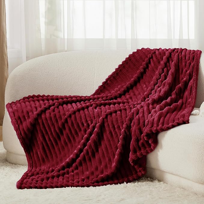 Bedsure Deep Red Fleece Blanket for Couch - GentleSoft Cozy Soft Blankets for Women, Cute Small Throws for Girls, 50x70 Inches