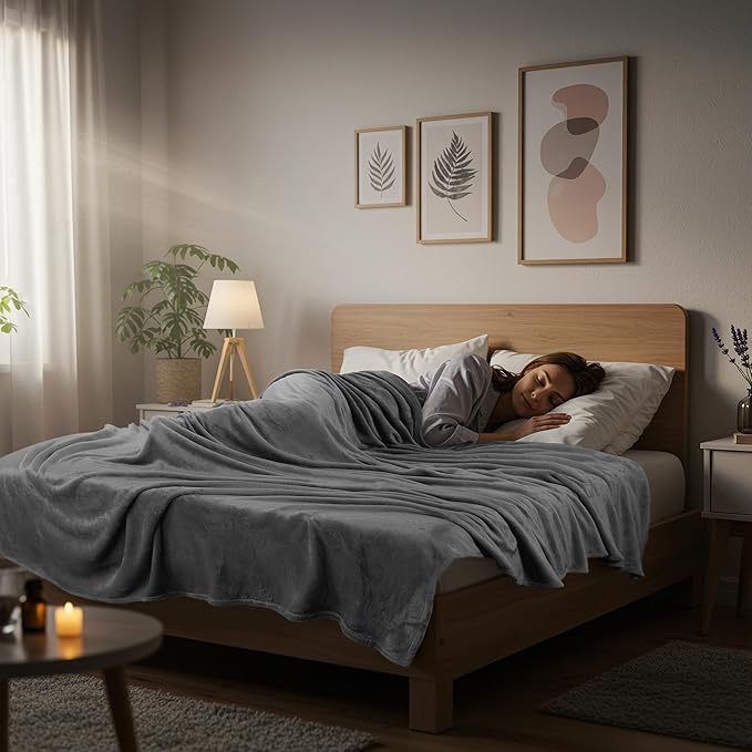 Utopia Bedding Fleece Blanket California King Size Grey 300GSM Luxury Fuzzy Soft Anti-Static Microfiber Bed Blanket (102x96 Inch)