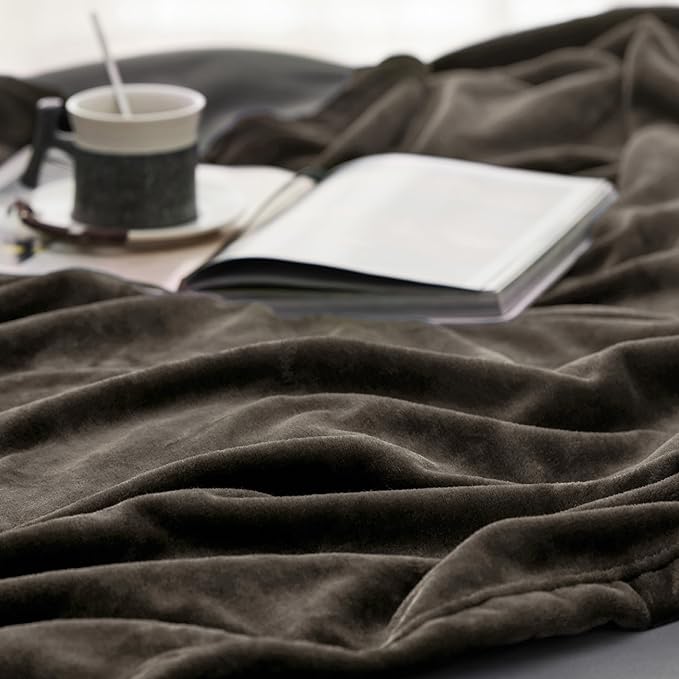 Bedsure Fleece Blanket Twin Size Brown - 300GSM Lightweight Plush Fuzzy Cozy Soft Warm Blanket for Bed, Sofa, Couch, Travel, Camping, 60x80 inches