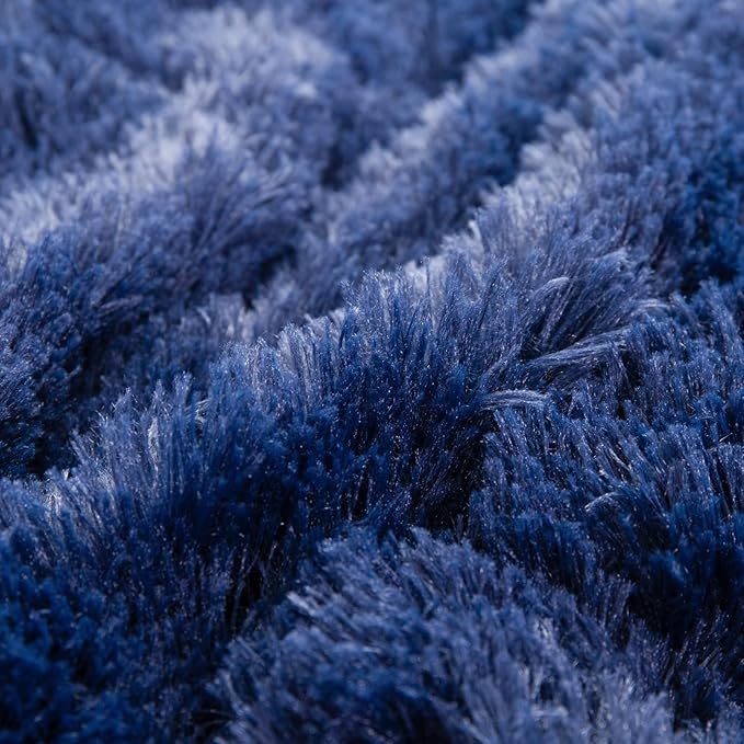 YUSOKI Navy Blue Faux Fur Throw Blanket,2 Layers,50" x 60" Cozy Plush Fluffy Blanket Furry Fuzzy Warm Cute Shaggy Blanket for Fall Bed Living Room Décor Baby Women Pet