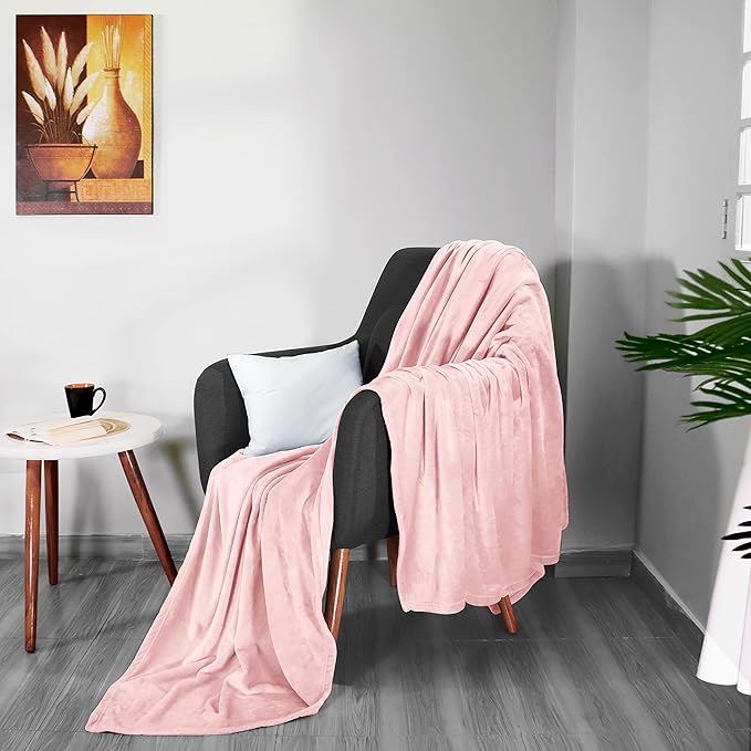 Utopia Bedding Fleece Blanket King Size Pink 300GSM Luxury Fuzzy Soft Anti-Static Microfiber Bed Blanket (90x102 Inch)