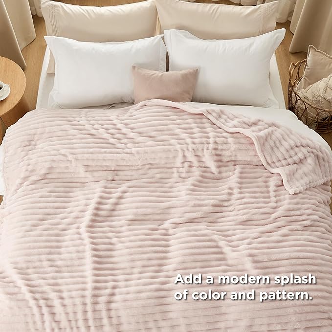 Bedsure California King Size Blanket for Bed - GentleSoft Cozy Soft Blankets for Women, Cute Large Throws for Girls, Crystal Pink, 102x96 Inches