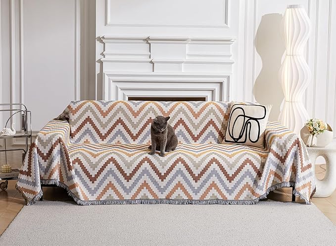 AIVIA Couch Cover Sheet Blanket, Oversized Covers for 3-4 Cushion Sofa, Extra Large RV Furniture Decoration Throws Recliner Slipcovers, L-Shape U-Shaped Sectional Protector for Cats Dogs Washable