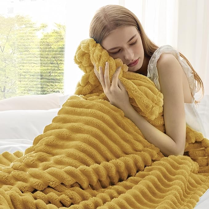 Bedsure Honey Fleece Blanket for Couch - GentleSoft Cozy Soft Blankets for Women, Cute Small Throws for Girls, 60x80 Inches