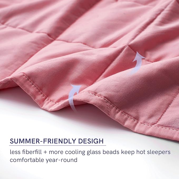 YnM Weighted Blanket,Heavy 100 Percent Oeko-Tex Certified Cotton Material, Bed Blanket for One Person of 190lbs, Ideal for Queen/King Bed (60x80 Inches, 20 Pounds, Bradied Apricot)