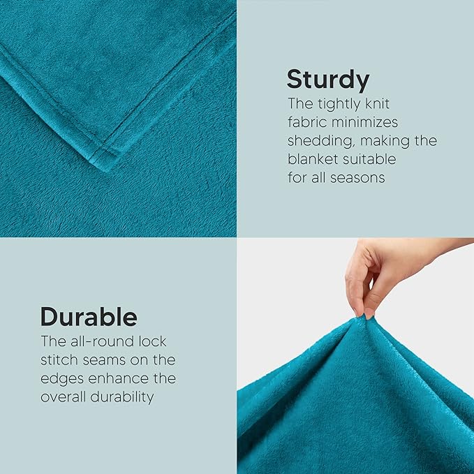 Utopia Bedding Fleece Blanket California King Size Turquoise 300GSM Luxury Fuzzy Soft Anti-Static Microfiber Bed Blanket (102x96 Inch)