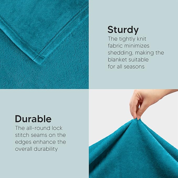 Utopia Bedding Fleece Blanket Full Size Turquoise 300GSM Luxury Fuzzy Soft Anti-Static Microfiber Bed Blanket (90x84 Inch)