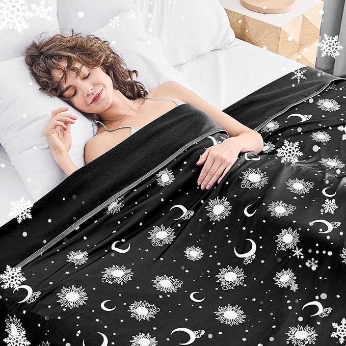inhand Cooling Blanket Queen Size (90"x90") - Cooled Blankets for Hot Sleepers Lightweight Breathable Summer Blanket for Sleeping Night Sweats to Keep Cool in The Heat -Midnight Black
