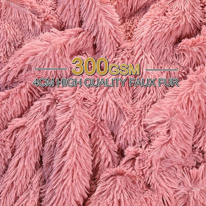 YUSOKI Twin Size Faux Fur Throw Blanket(Pink,60" x 80"),Whithout Pillows,Winter Lightweight Plush Fuzzy Soft Cozy Microfiber Comfy Bed Blanket for Women Kids Girls Couch Sofa Washable