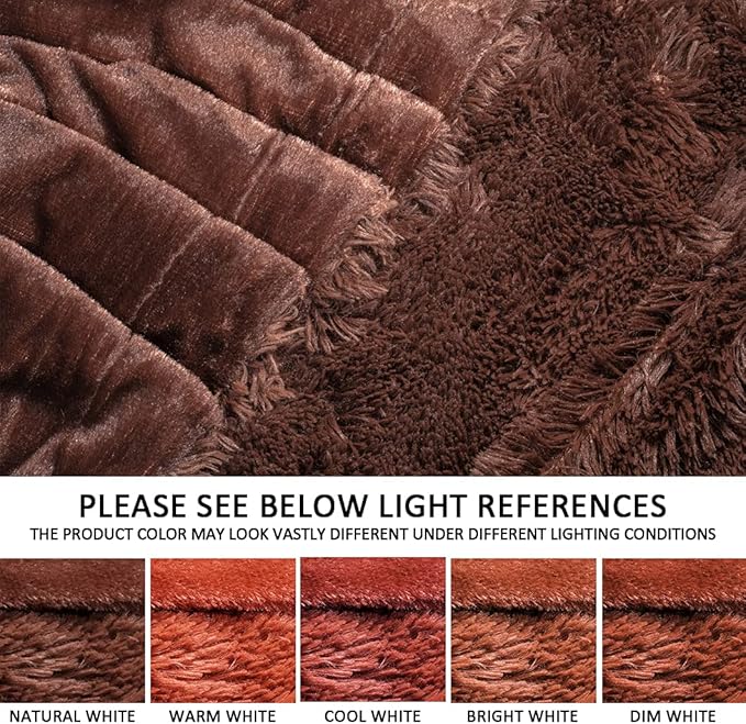 YUSOKI Long Faux Fur Throw Blanket for Sofa Couch,2 Layers,2.1lb,All Ages,Home Decoration, (Brown,50" x 60")