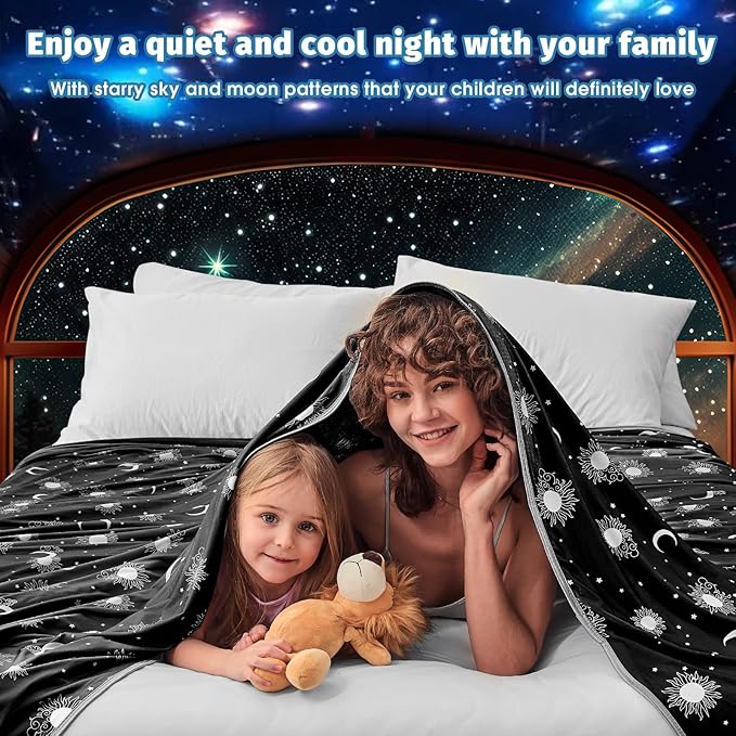 inhand Cooling Blanket Queen Size (90"x90") - Cooled Blankets for Hot Sleepers Lightweight Breathable Summer Blanket for Sleeping Night Sweats to Keep Cool in The Heat -Midnight Black