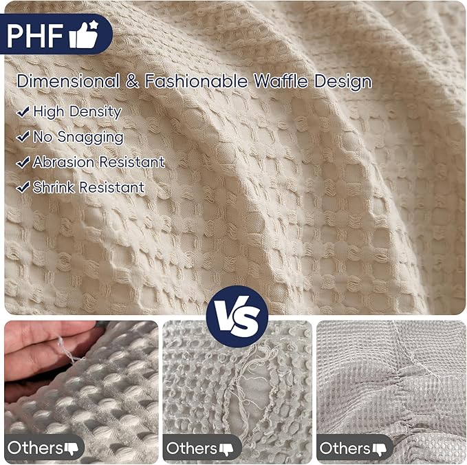 PHF Lightweight Waffle Weave Blanket King Size, Breathable & Ultra Soft, 104"x 90" Soft & Cozy Thin Blanket, Perfect for Summer & Hot Sleepers, Bed, Home Decor - Light Tan