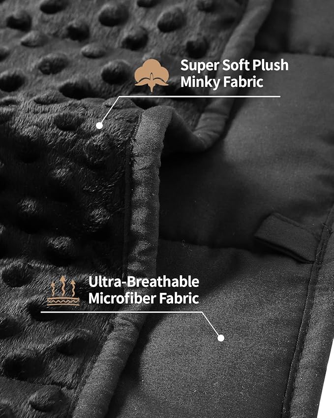 Mr. Sandman Weighted Blanket for Adults, Heavy Blanket for Woman,Man Sleeping/Calm, Soft and Cozy Weighted Throw Blankets, Machine Washable, 60 x 80in, 15 lbs, Black
