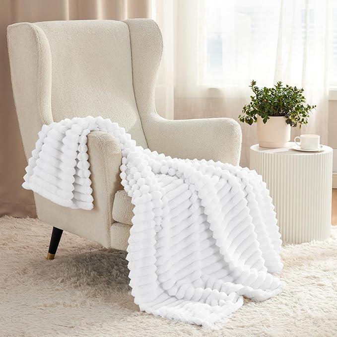 Bedsure White Twin XL Blanket for Bed - GentleSoft Cozy Soft Blankets for Women, Cute Small Fleece Throws for Girls, Birthday Gifts for Women, Mothers Day Decor Gifts for Mom, White, 66x90 Inches