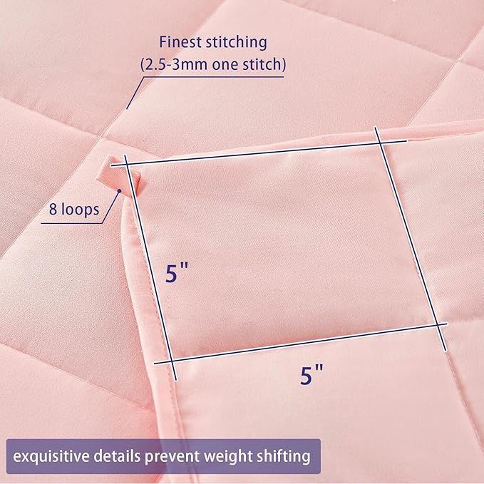 yescool Weighted Blanket for Adults (20 lbs, 60” x 80”, Pink) Cooling Heavy Blanket for Sleeping Perfect for 190-210 lbs, Queen Size Breathable Blanket with Premium Glass Bead, Machine Washable