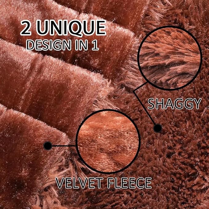 YUSOKI Brown Queen Faux Fur Blanket,2 Layers,90"x90" Without Pillows Big Soft Plush Fuzzy Large Warm Fluffy Throw Blanket for Bed