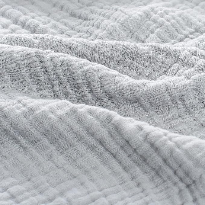 Carriediosa 100% Cotton Muslin Throw Blanket 66" X 90" Twin XL Size,4-Layers Summer Gauze Throws for Bed Couch,Soft Lightweight Breathable Linen Blankets Bedspread for Adults All Season,Grey