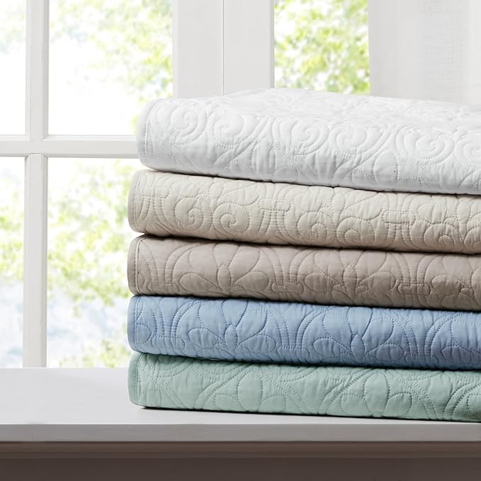 Madison Park Quebec Oversized Quilted Throw in White Finish MP50-2986, 60"x70"