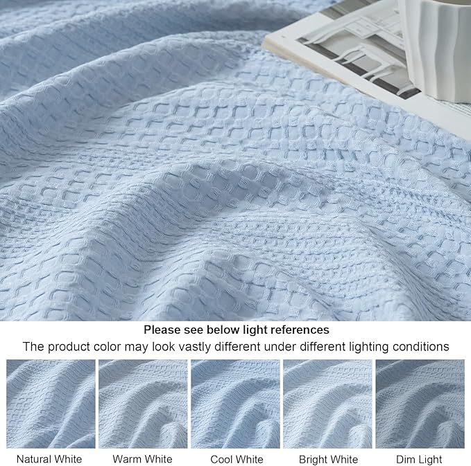 PHF Lightweight Waffle Weave Blanket Twin Size, Breathable & Ultra Soft, 66"x 90" Soft & Cozy Thin Blanket, Perfect for Summer & Hot Sleepers, Bed, Home Decor - Sky Blue
