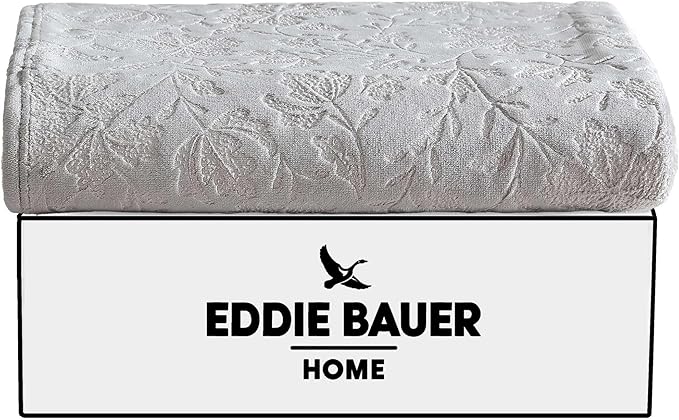 Eddie Bauer - Throw Blanket, Embossed Ultra Soft Plush Bedding, Home Decor for All Seasons, Oeko-Tex Certified (Woodblock Floral Grey, 50" x 70")