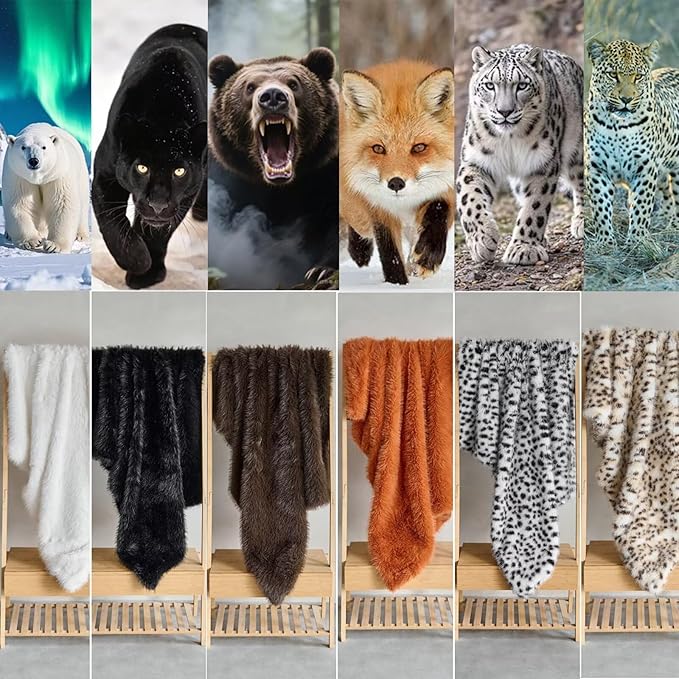Luxury Fluffy Faux Fur Throw Blanket,Thick Fluffy Fuzzy Cozy Blanket,Plush Blankets for Couch, Sofa, Chair, Bed-Black,50x60