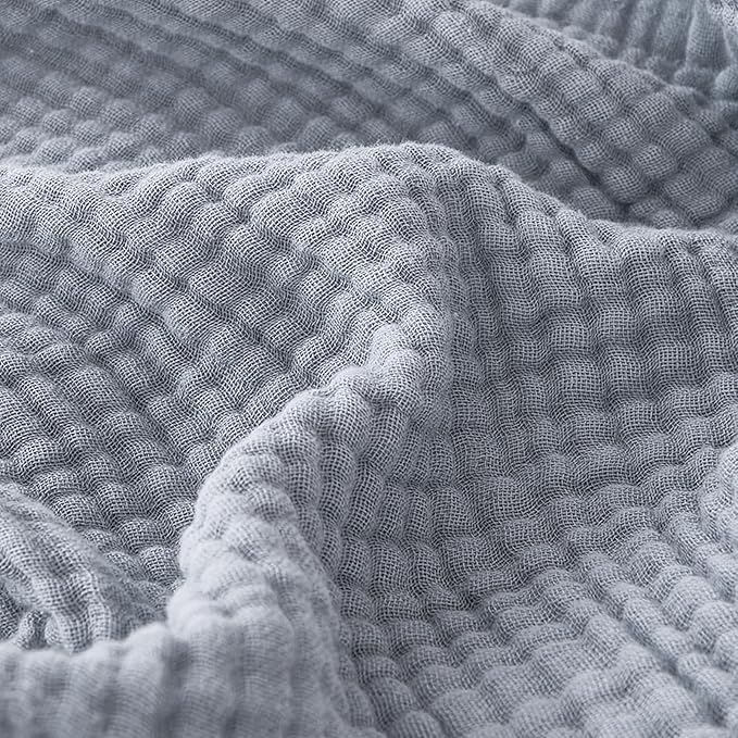 EMME Cotton Muslin Twin XL Blanket Breathable Gauze Blanket Soft Lightweight Blankets Adults Gifts for Women (Dusty Blue, 60"x80")