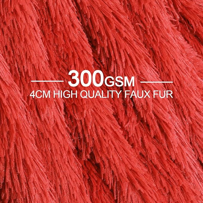 YUSOKI Red Faux Fur Throw Blanket,2 Layers,50" x 60",Soft Fluffy Fuzzy Cozy Blanket for Women Girls Teens Sofa Chair Couch Bed Farmhouse Decrations Photoshoot Props Christmas