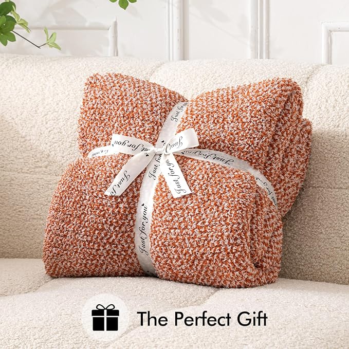 MIULEE Burnt Orange Super Soft Throw Blanket for Couch, Cozy Fluffy Warm Throws Knit Blankets for Sofa, Bed, Chair, Living Room, Camping, Picnic, 50 x 60 inch