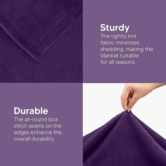 Utopia Bedding Fleece Blanket Full Size Purple 300GSM Luxury Fuzzy Soft Anti-Static Microfiber Bed Blanket (90x84 Inch)