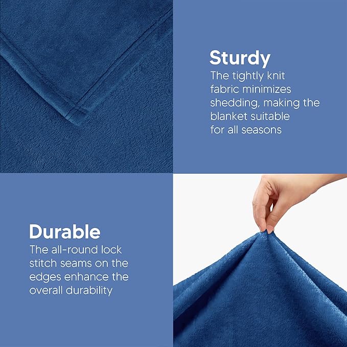 Utopia Bedding Fleece Blanket King Size Royal Blue 300GSM Luxury Fuzzy Soft Anti-Static Microfiber Bed Blanket (90x102 Inch)