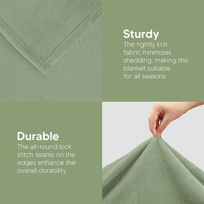 Utopia Bedding Fleece Blanket Full Size Sage Green 300GSM Luxury Fuzzy Soft Anti-Static Microfiber Bed Blanket (90x84 Inch)