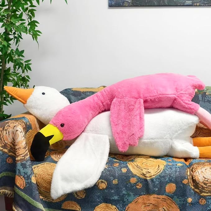 Giant Flamingo Stuffed Animal 70.87in Large Flamingo Plush Pillow Cute Soft Big Long Cuddly Plushie for Kids Adults Birthday Festival Gift Bed Home Decor Cushion Pink