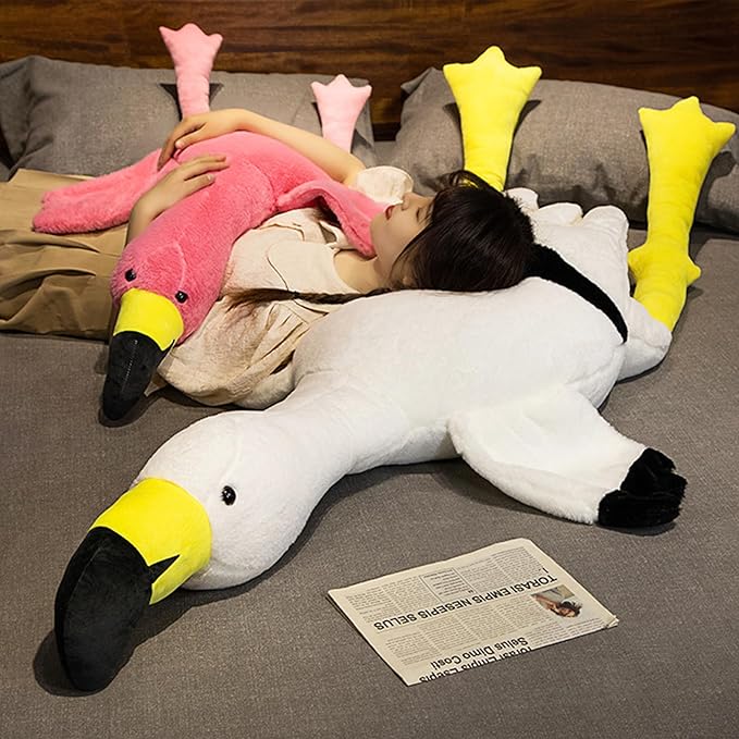 Giant Flamingo Stuffed Animal 70.87in Large Flamingo Plush Pillow Cute Soft Big Long Cuddly Plushie for Kids Adults Birthday Festival Gift Bed Home Decor Cushion Pink