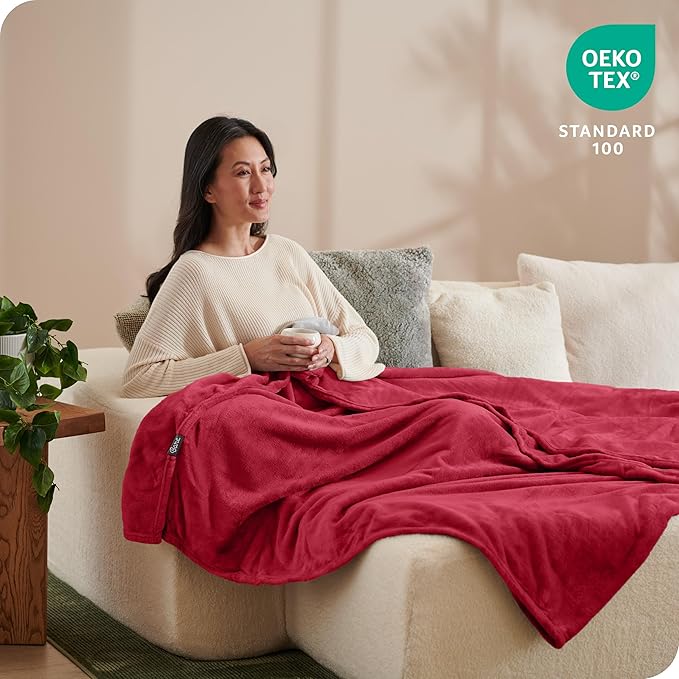 Bare Home Fleece Blanket - King - Red - Lightweight Throw for Bed, Sofa, Couch, Movie Night, Camping, and Travel - Microplush - Ultra Soft Warm Blanket (King, Red)