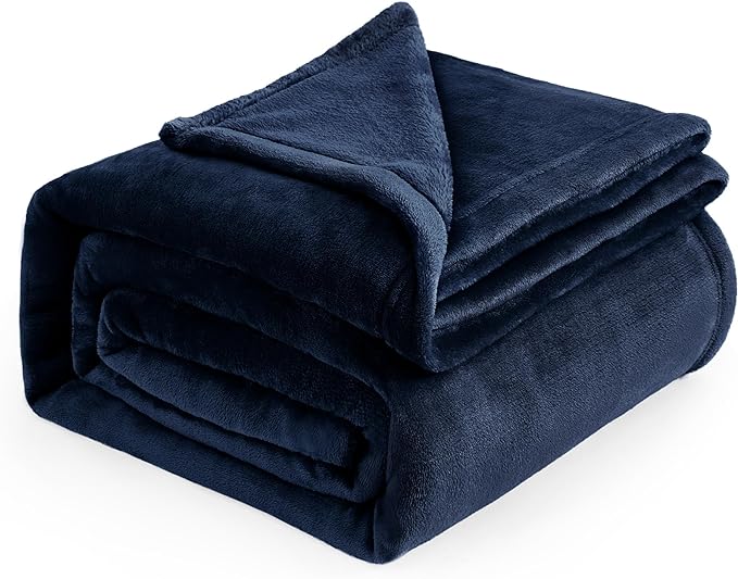 Bedsure Fleece Bed Blankets Full Size Navy - Soft Lightweight Plush Fuzzy Cozy Luxury Blanket Microfiber, 84x90 inches