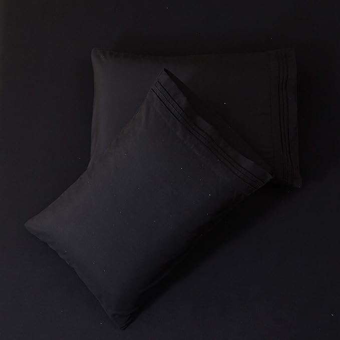 SONORO KATE Bed Sheet Set Super Soft Microfiber 1800 Thread Count Luxury Egyptian Sheets 18-Inch Deep Pocket Wrinkle and Hypoallergenic-4 Piece(Full Black)