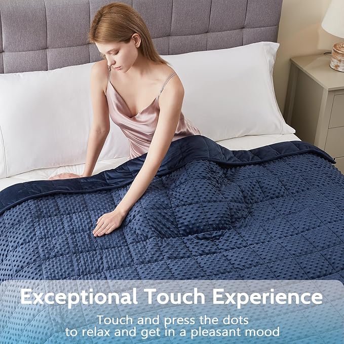 L'AGRATY Weighted Blanket for Adult - 60"x80" 20lbs Minky Dots Heavy Blanket with Glass Beads: Soft Breathable for All-Season Summer Fall Winter Thick Comfort for Sleeping