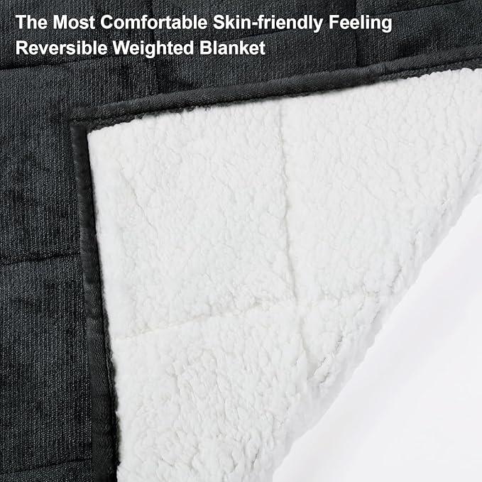 Alomidds Weighted Blanket Queen Size 15lbs 60x80 inches,Soft Plush Fleece Throw Weighted Blankets with Cozy Snuggle Warm Sherpa,Ultra Fuzzy Heavy Blanket Microfiberfor Sofa Bed, Dark Grey
