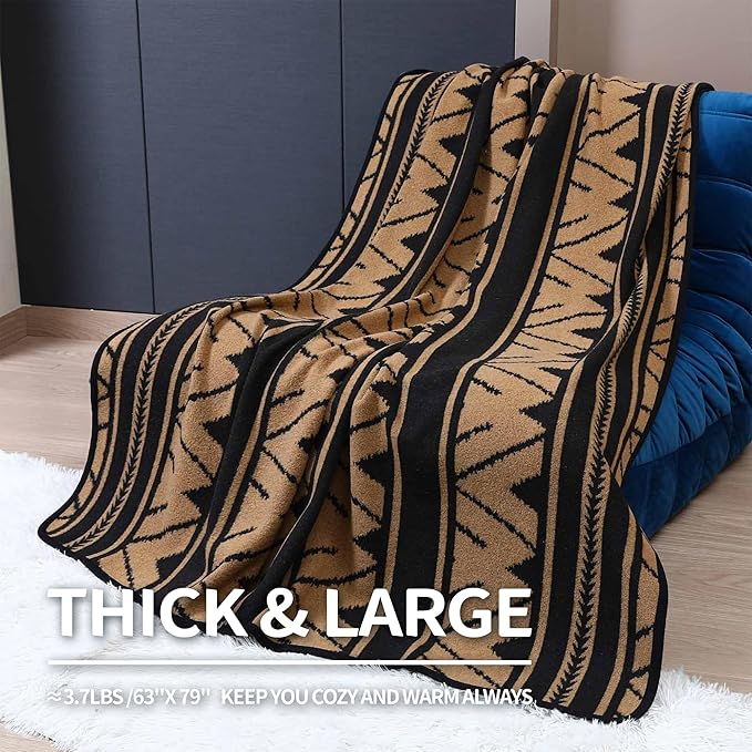ACUSHLA Merino Wool Camp Blanket - Soft Warm Thick Washable Large Outdoor Camping Travel Throw Blanket All Weather, Sierra Khaki 79" x63"