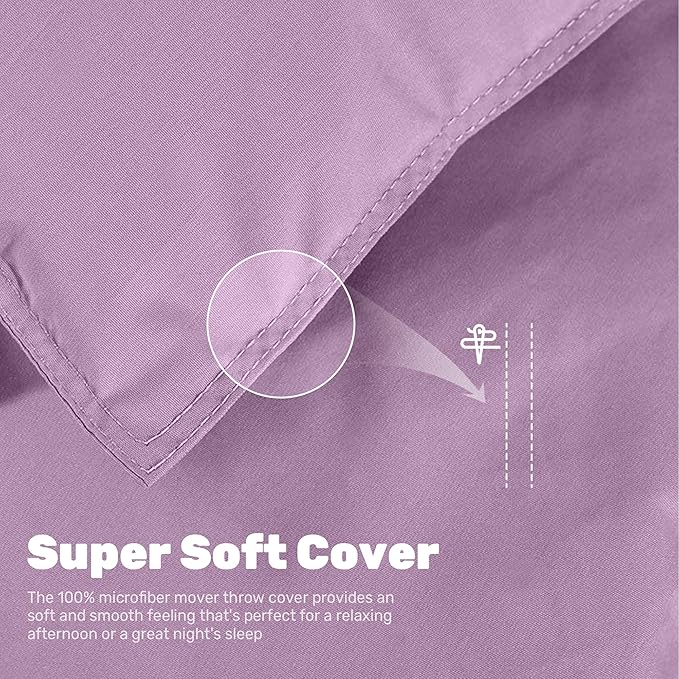 Soft Lightweight Down Blanket for Bed Sofa Couch Indoor and Outdoor Use, Warm and Fluffy Throw Blanket, Light Purple, Queen Size (90"X88")