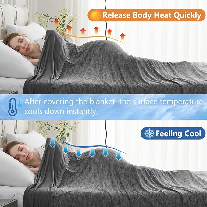 CHOSHOME Cooling Blanket Twin, Double Sided Cooling Blankets for Hot Sleepers, Arc-Chill Q-Max>0.5 Cold Blanket, Lightweight Breathable Summer Blankets for Couch, Bed, Sofa, Camping, 60" x 80", Black