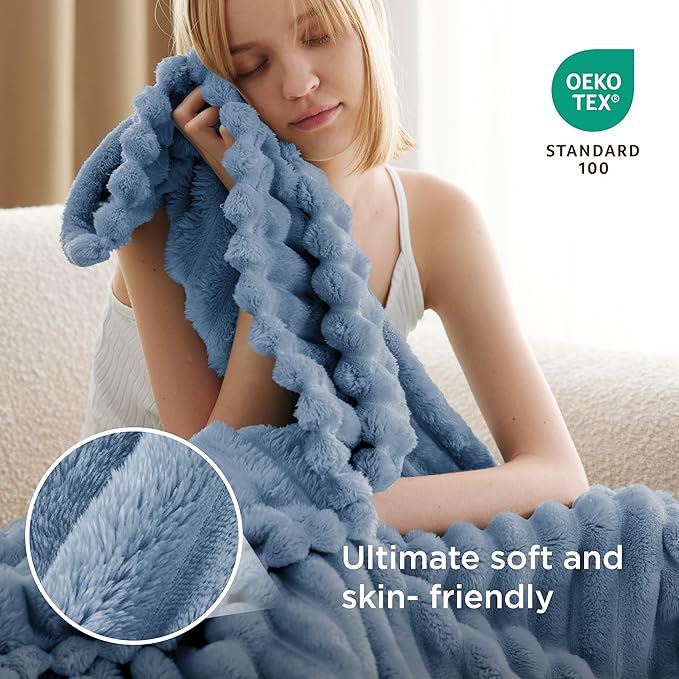 Bedsure Blue Twin XL Blanket for Bed - GentleSoft Cozy Soft Blankets for Women, Cute Small Fleece Throws for Girls, Birthday Gifts for Women, Mothers Day Decor Gifts for Mom, Ashley Blue, 66x90 Inches