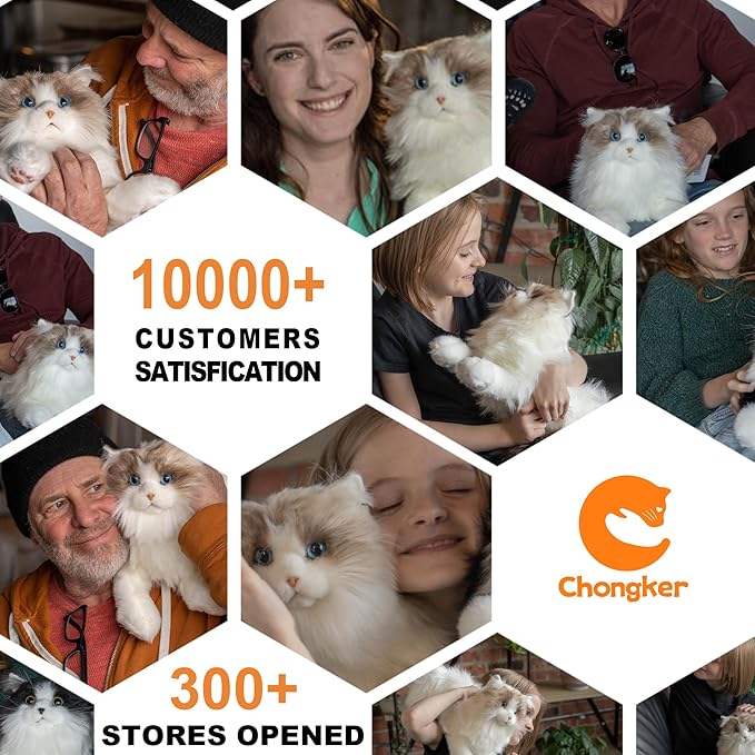 Chongker Stuffed Animals Handmade Realistic Cat Plush Toy Companion Pet for Elderly Adults Women Kids Cat Lover Surprise Gifts for Anniversary Birthday,Ragdoll Cat