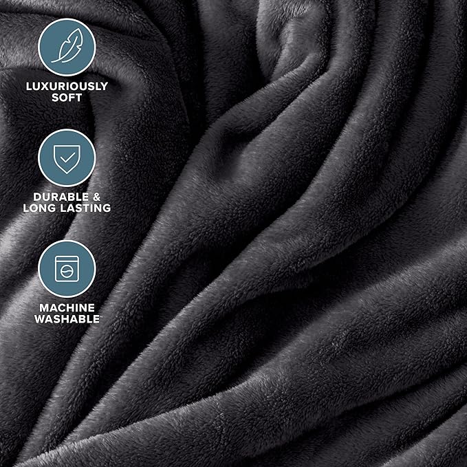 Bare Home Fleece Blanket - Throw/Travel - Ultra-Soft Lightweight for Bed, Sofa, and Couch - Luxury Microplush - Cozy Warm Blanket (Throw/Travel, Forged Iron Grey)