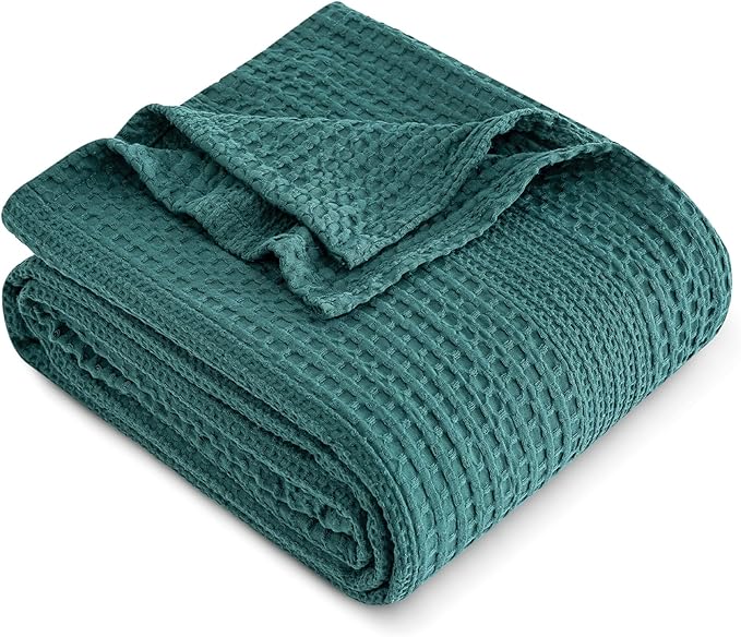 PHF Lightweight Waffle Weave Blanket King Size, Breathable & Ultra Soft, 104"x 90" Soft & Cozy Thin Blanket, Perfect for Summer & Hot Sleepers, Bed, Home Decor - Mediterranea