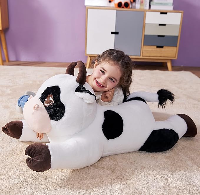 IKASA Giant Cow Stuffed Animal Plush Toy,30" Large Cute Jumbo Soft Toys,Huge Big Size Plushy Fluffy Fat Oversized Plushie